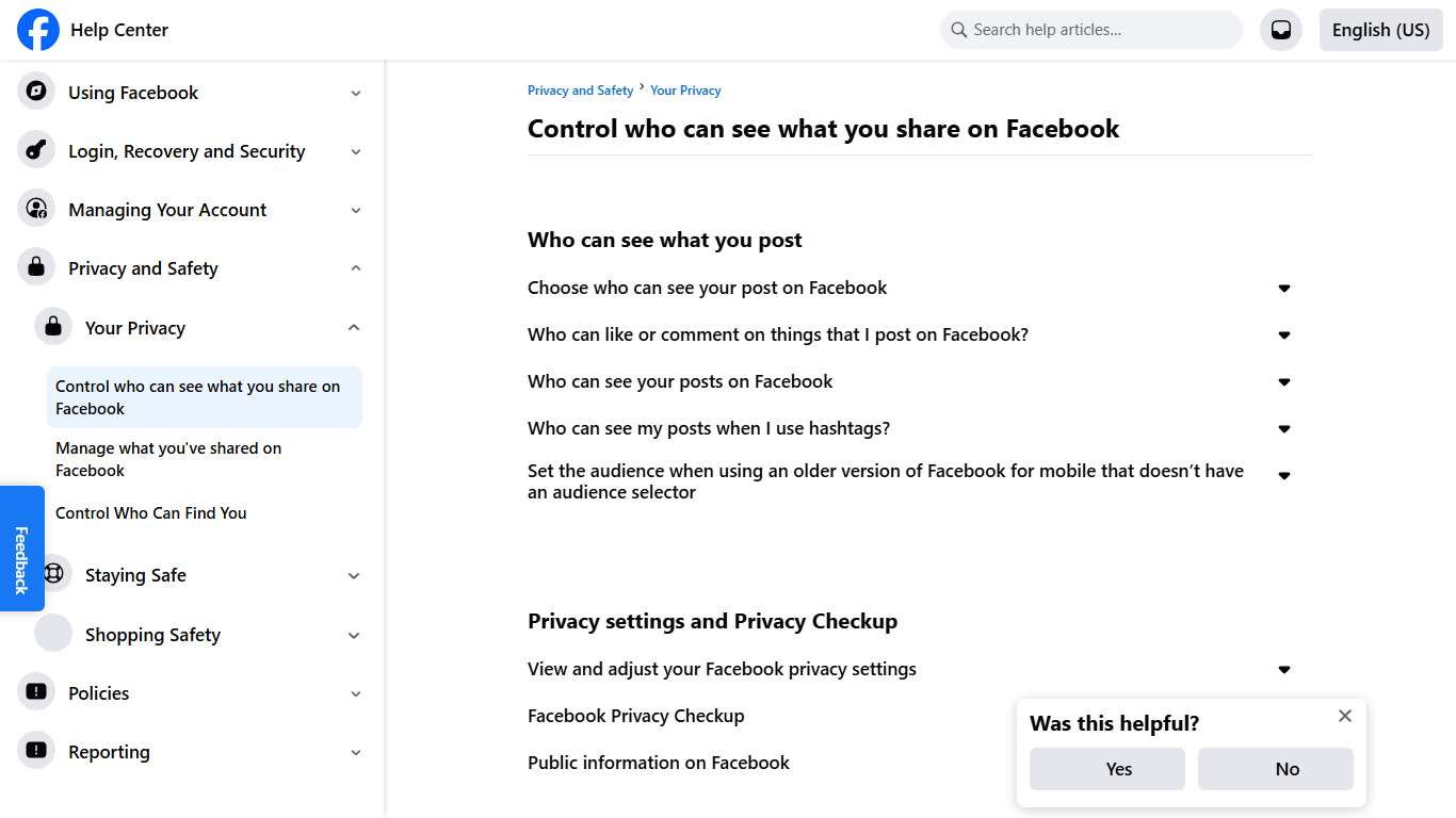 Control who can see what you share on Facebook | Facebook Help Center