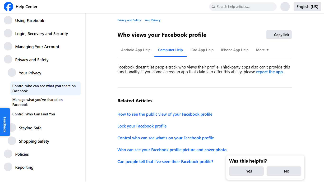 Who views your Facebook profile | Facebook Help Center